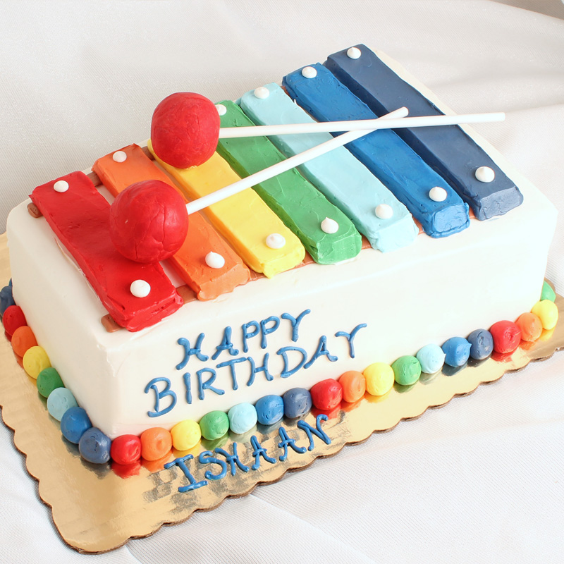 Rainbow Toy Xylophone Shaped Cake