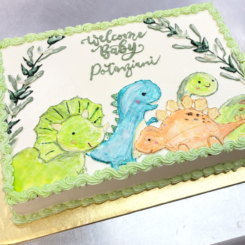 Water Cooler Dinosaurs Baby Shower Cake