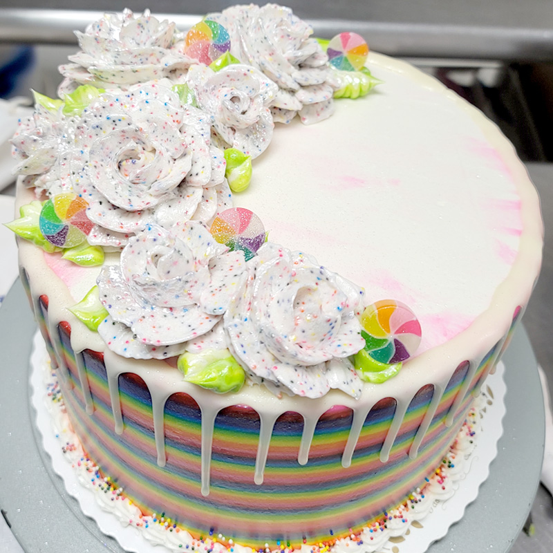 Rainbow Speckled Roses and Candy Cake