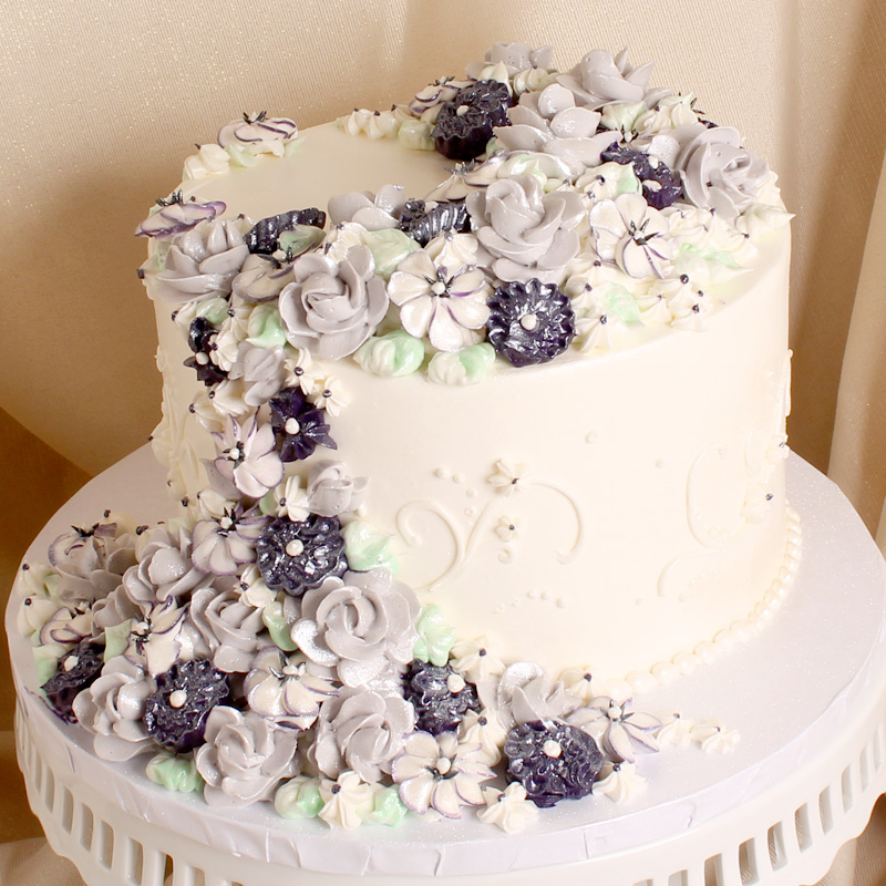 Silver Flowing Flowers Cascading Flowers Cake