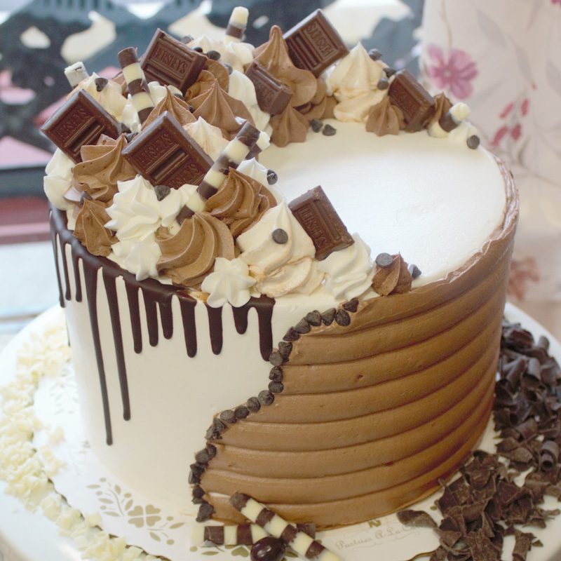 Half and Half Chocolate Stylized Cake
