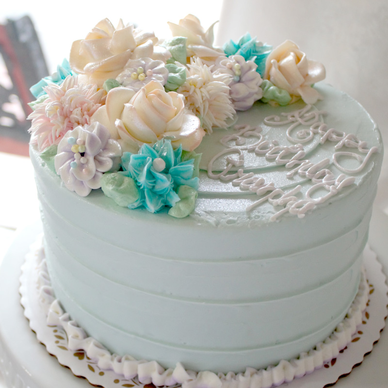 Lush Pastel Flowers Cake