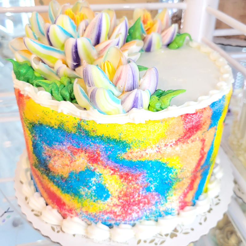 Rainbow Sugar Tye Dye Cake