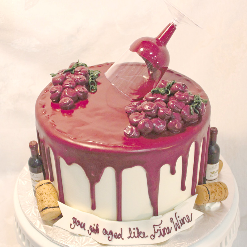 Wine Theme Drip Cake