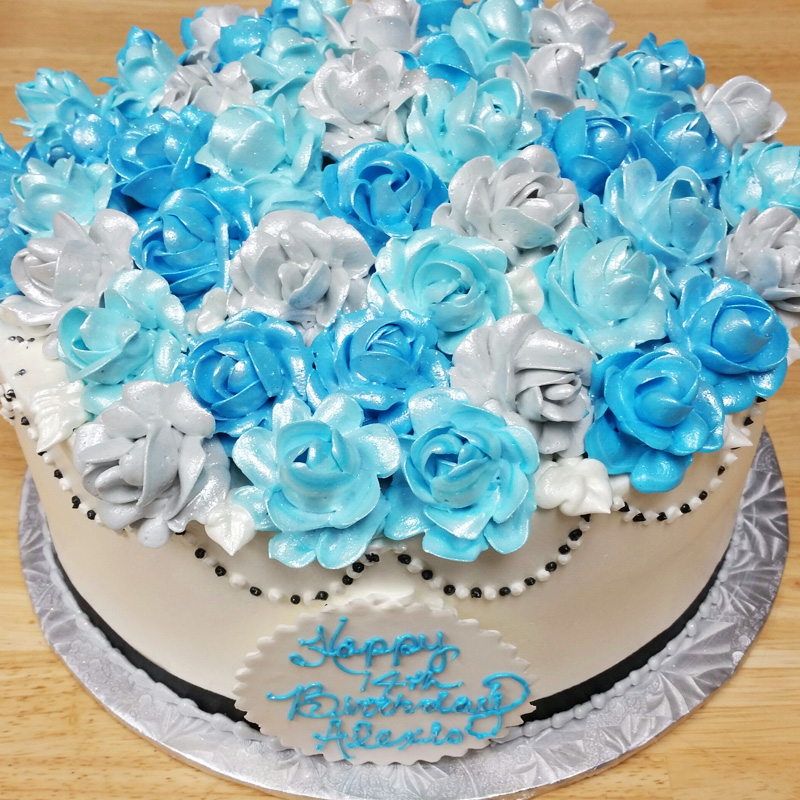 Winter Roses Flower Top Cake