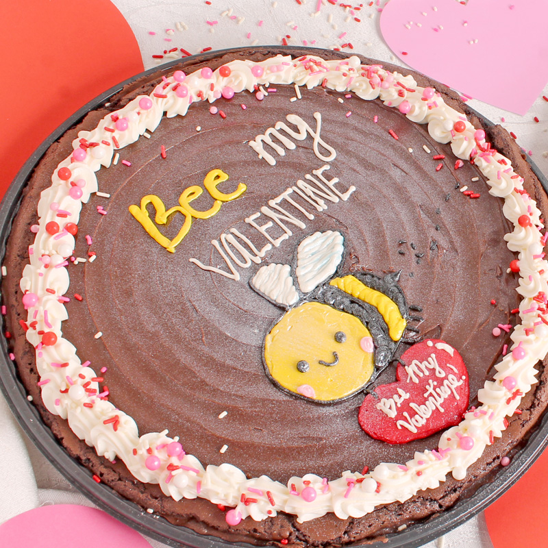 Bee Mine Valentine's Day Brownie Cake