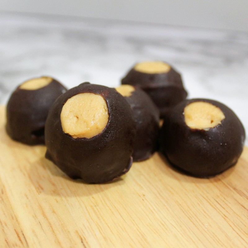Buckeyes, peanut butter dipped in chocolate