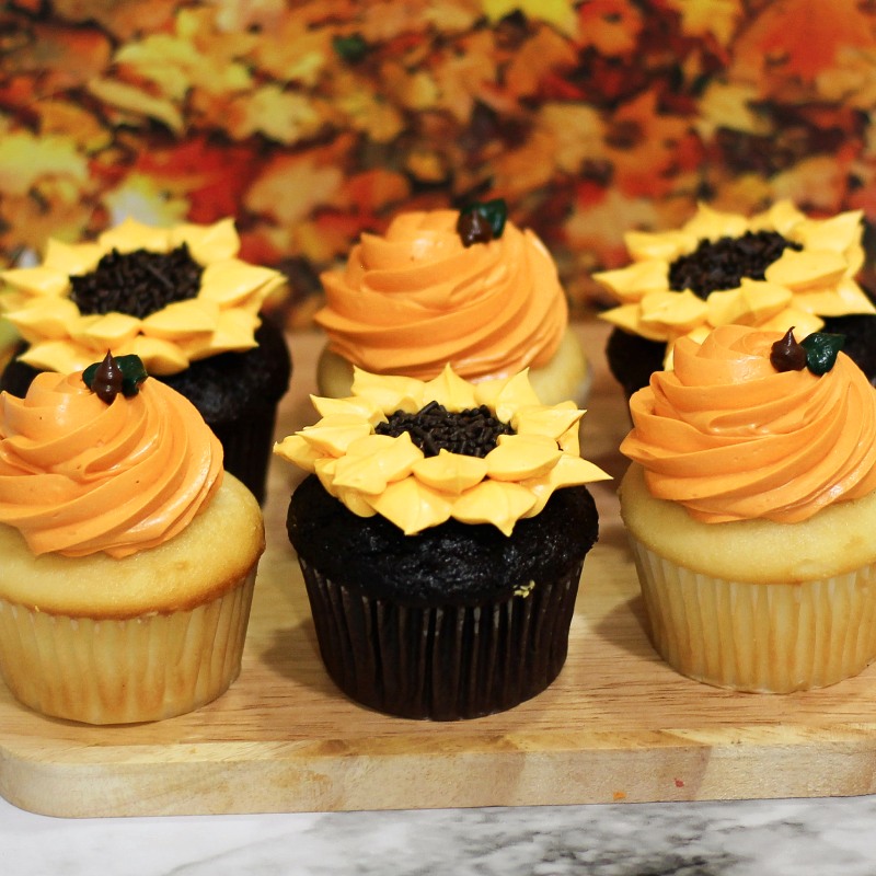 Fall Cupcake Assortment - Sunflowers and Pumpkins