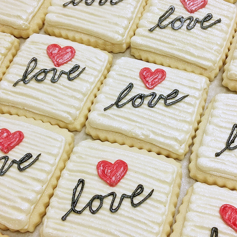 Love Heart On A Square Cookies