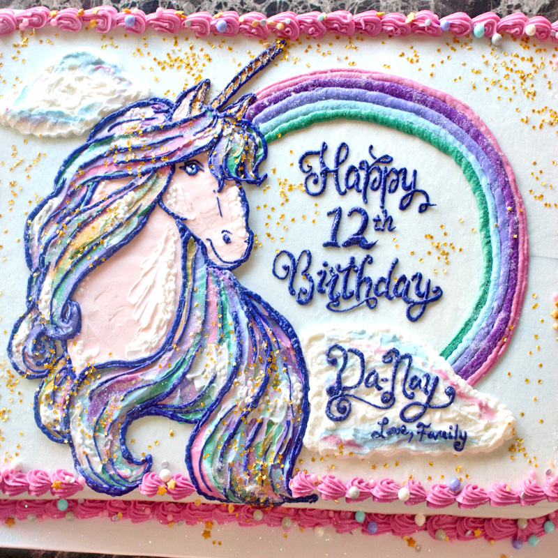 Pink Rainbow Unicorn Cake