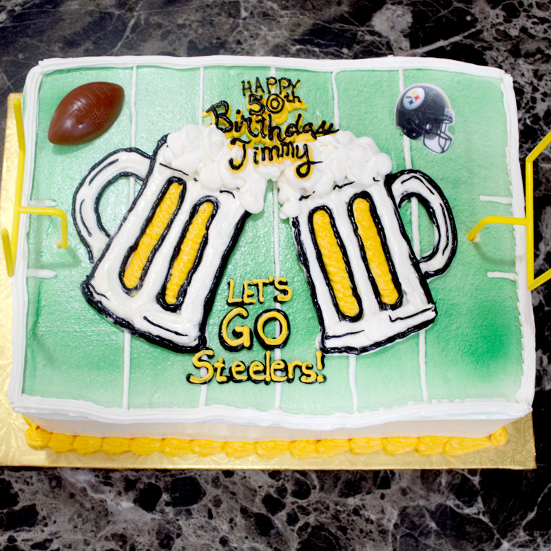 Steelers Football Field & Beer Mugs Cake